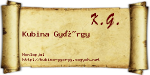 Kubina György névjegykártya
