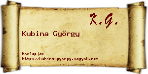 Kubina György névjegykártya